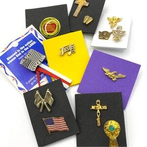 Hat Pins Tie Tacs Lot Patriotic Flags Christian